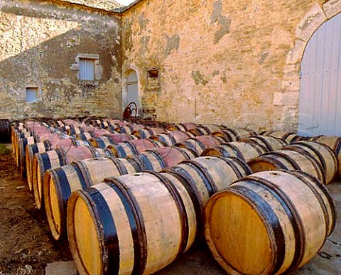 Barrels in courtyard of Chteau de Rully   SaneetLoire France  Rully  Cte Chalonnaise