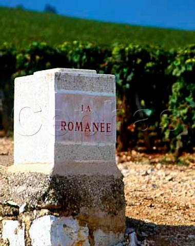 Stone marking corner of La Romanee vineyard   VosneRomanee Cote dOr France  Cote de Nuits