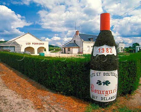 Topiary bottle sign of wine producer Guy Delanoue  Bourgueil IndreetLoire France