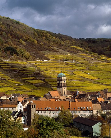 Kaysersberg with the Schlossberg vineyard beyond HautRhin France Alsace