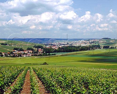 Epernay and the village of Pierry left viewed from   the south   Champagne