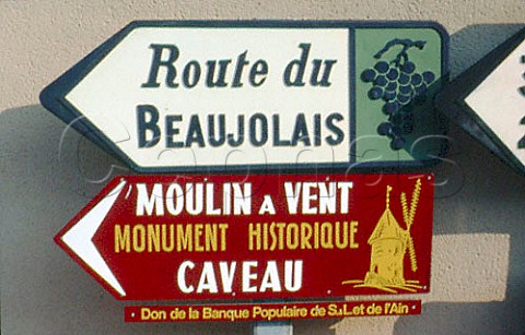 Road signs in the Beaujolais region   France
