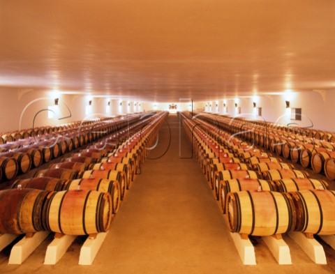 Barriques in the 1styear chai of Chteau MoutonRothschild Pauillac Gironde France  Mdoc  Bordeaux
