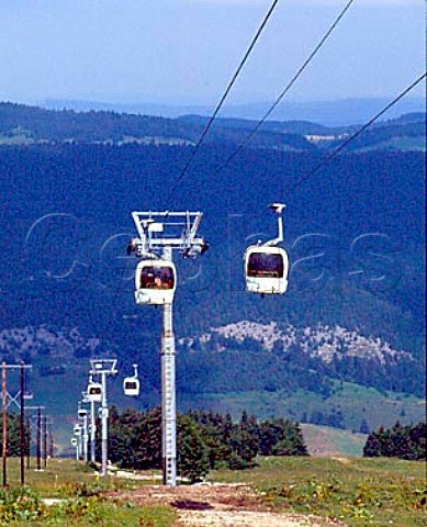 Skilift telecabin at Lelex in the Jura mountains   Ain France  RhneAlpes