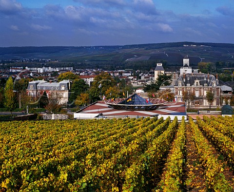Visitor centre and house of Champagne Mercier on the Avenue de Champagne viewed from their vineyard pernay Marne France 