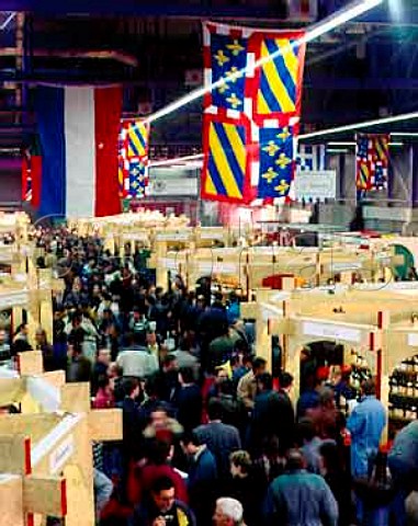 The flag of Burgundy is central above the exhibition   of Burgundian wines held in the   Palais des Congres on the weekend of the   Hospices de Beaune wine auction    Beaune Cte dOr France