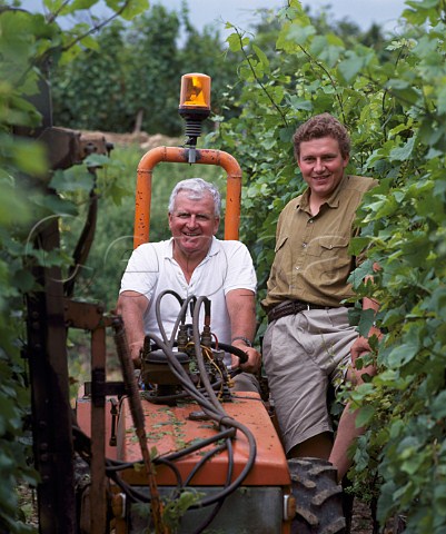 Olivier Humbrecht with his father Leonard in   Clos Windsbuhl vineyard at Hunawihr Gewrztraminer Pinot Gris and Chardonnay are planted here   Domaine ZindHumbrecht HautRhin France  Alsace