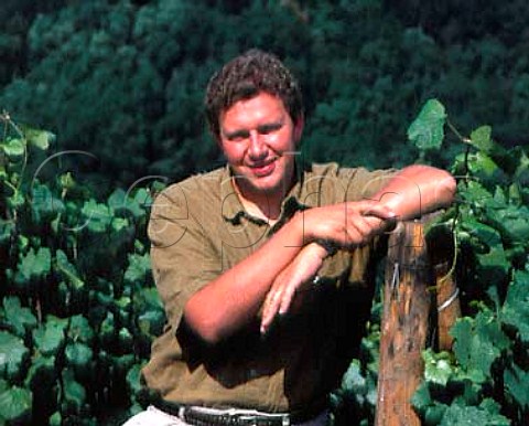 Olivier Humbrecht in his Pinot Gris vines on   the hill of Rotenberg Wintzenheim HautRhin   France    Alsace