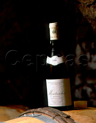 Bottle of 1990 Montrachet in the cellar of Marc   Colin Gamay Cote dOr France