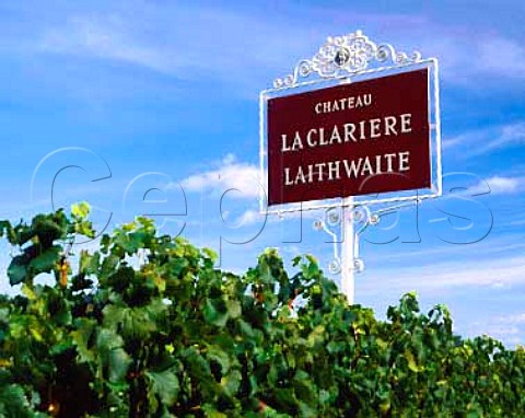 Vineyard sign at Chteau la ClarireLaithwaite   SteColombe Gironde France   Ctes de Castillon  Bordeaux