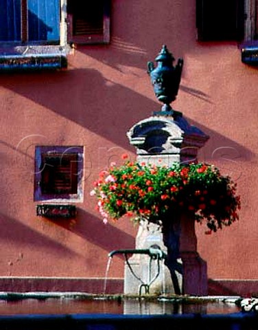 Fountain outside premises of RShiler in the wine   village of Pfaffenheim HautRhin France   Alsace