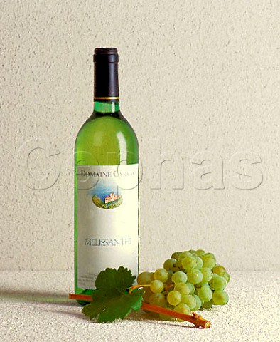 Bottle of Melissanthi wine of Domaine Porto Carras   Made from Assyrtiko and Athiri grapes   Sithonia Halkidiki Greece