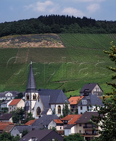 Village of Ockfen with the Bockstein vineyard beyond Saar Germany  Saar