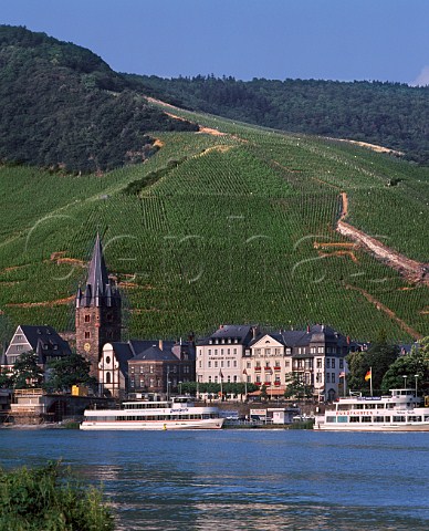 Bernkastel and the Doctor Vineyard viewed over the Mosel River Germany Mosel