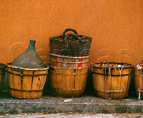 Baskets outside winery   Montecarlo Tuscany Italy