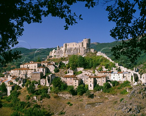 Ruined castle and village at Brienza Basilicata Italy