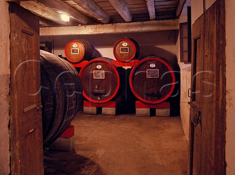 Barrels of Valpolicella and Amarone in the cellars of Conte Pieralvise Serego Alighieri a descendant of the poet Dante whose wine is made by Masi   Gargagnano Veneto Italy