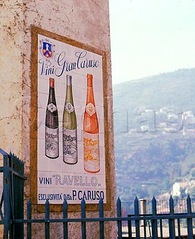 Ceramic tiled advert for wine of Caruso in Ravello   Campania Italy