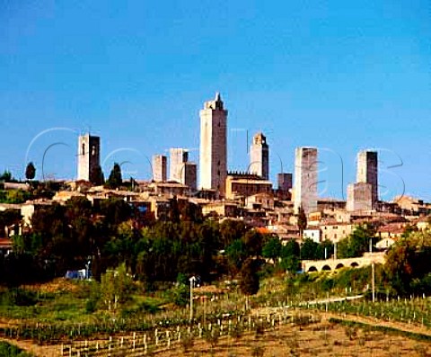 The town of San Gimignano and its medieval   skyscrapers Tuscany Italy