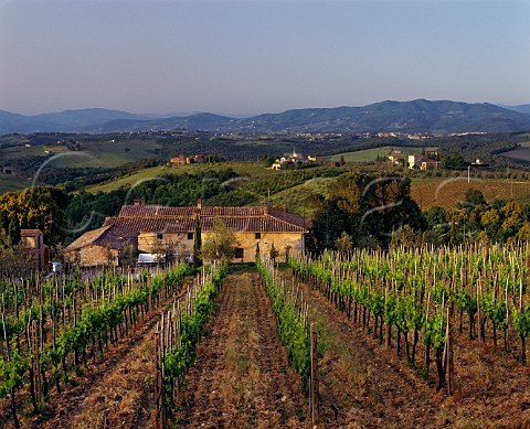 Villa di Peppoli of Antinori viewed over its vineyard Mercatale Val di Pesa Tuscany Italy  Chianti Classico