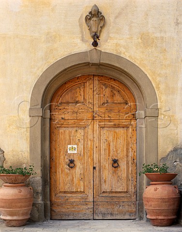 Entrance to the Badia a Passignano cellars of  Antinori Tuscany Italy