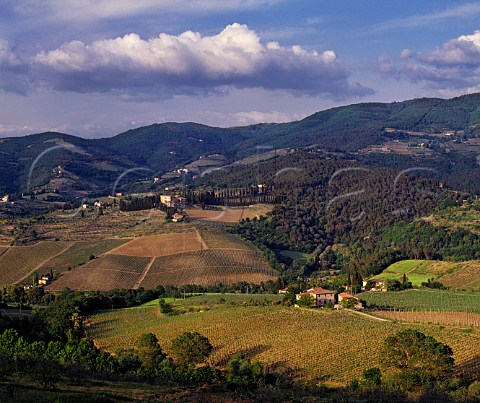 View to the estate of Vignamaggio where Mona Lisa was born Near Greve in Chianti Tuscany Italy        Chianti Classico