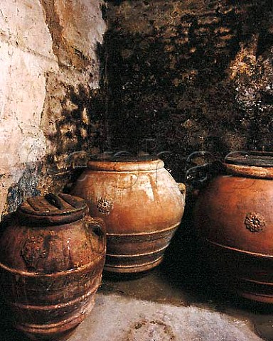 Olive oil jars at Badia a Coltibuono an 11th  century abbey near Gaiole in Chianti Tuscany    Chianti Classico