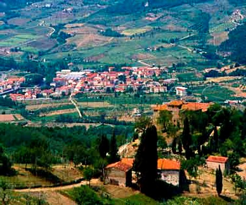 The town of Rufina in the Sieve Valley viewed from   Castiglioni Tuscany Italy    Chianti Rufina