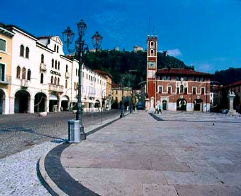 The piazza in the old fortified town of Marostica   Veneto Italy DOC Breganze