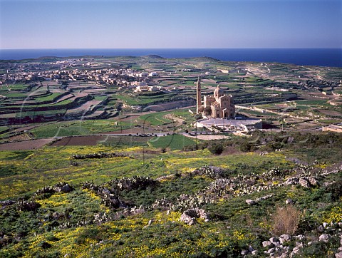 View of TaPinu Basilica from the hill of TaDhiegi   A place of pilgrimage the basilica was visited by   Pope John Paul II in May 1990    Gozo Malta