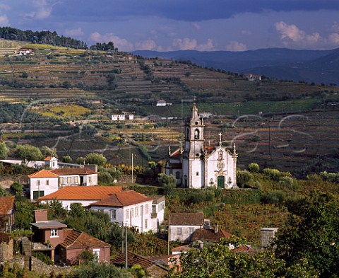 Cidadelhe church viewed from the terrace of Quinta  do Cotto near Meso Frio Portugal Douro  Port