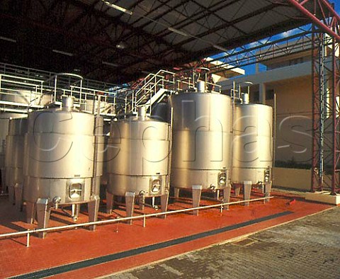 Stainless steel tanks of the Sogrape Quinta dos   Carvalhais winery near Mangualde Portugal  Do