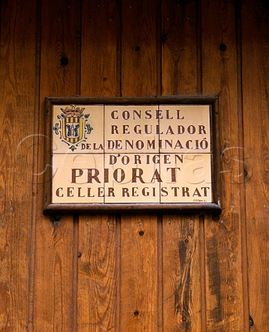 Sign on door of Cellers de Scala Dei   Priorato Catalonia Spain