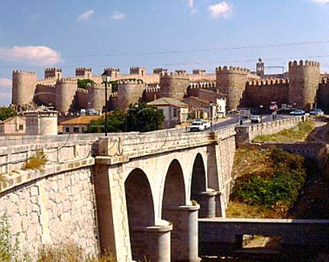 Bridge leading to the walled town of Avila    Castilla y Leon Spain