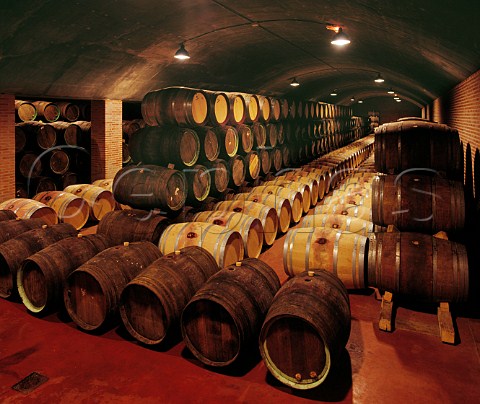 Barrel cellar of Bodegas Vega Sicilia Valbuena de Duero Valladolid province Spain  Ribera del Duero