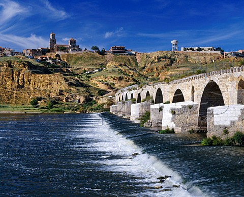 The old wine town of Toro above its Roman bridge and the Rio Duero   Zamora Province Castilla y Len Spain  Toro