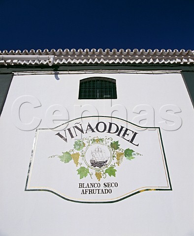 Via Odiel mural on bodega wall This is a dry fruity table wine made from the local Zalema grape by Sovicosa a company set up by a group of producers solely to produce table wine instead of the more common sherry style wines of the area Bollullos par del Condado Andaluca Spain DO Condado de Huelva