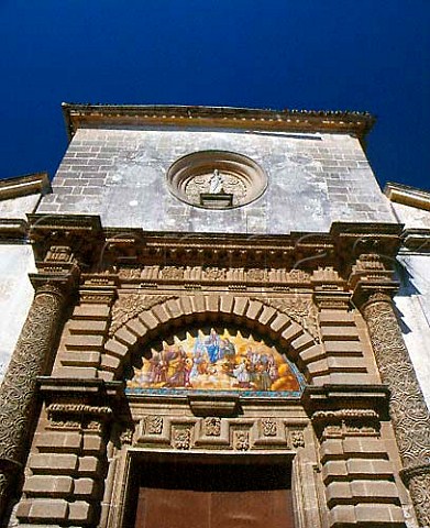 Tiled mural above church doorway in Jerez de la   Frontera Andaluca Spain   Sherry