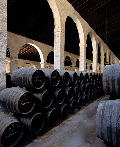 Sherry soleras in La Palma bodega of Osborne   Spains largest producer of wines and spirits Puerto   de Santa Maria Andaluca Spain