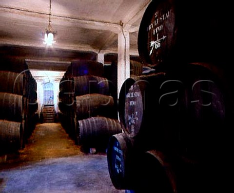 Sherry barrels in bodega of Emilio Lustau Jerez de   la Frontera Spain