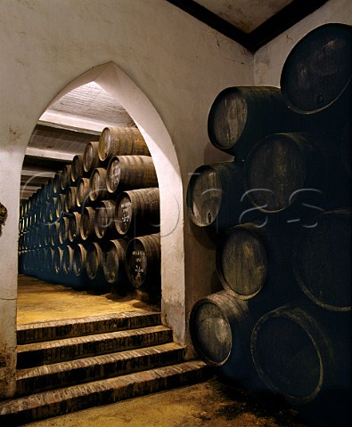 Sherry barrels in bodega of Emilio Lustau Jerez de   la Frontera Andaluca Spain