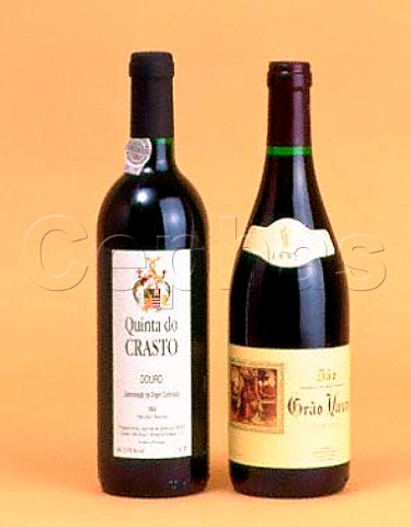 Bottle of Grao Vasco from the Dao and Quinta do   Crasto from the Douro Portugal