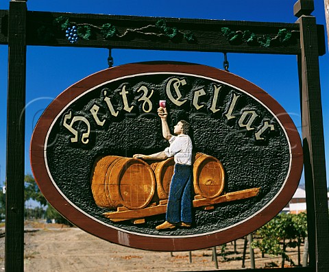 Sign for Heitz Cellar tasting room   StHelena Napa Valley California