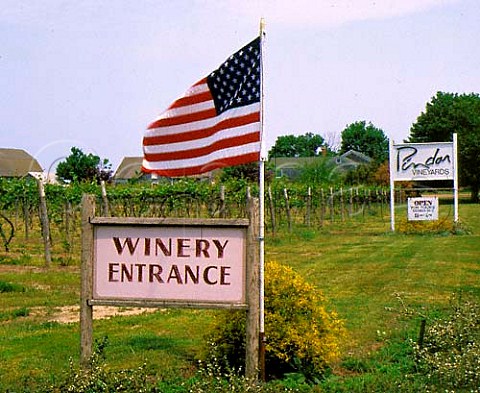 American flag at entrance to Pindar Vineyards   Peconic Long Island New York USA   North Fork
