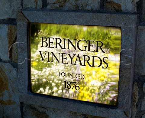 Brass plaque at entrance to The Rhine House of  Beringer St Helena Napa Valley California