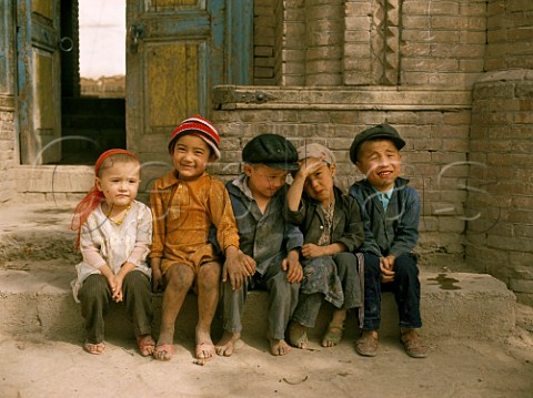 Five young children in Kashgar Xinjiang province China