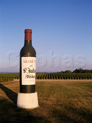 The giant wine bottle sign in Beychevelle Mdoc Gironde France StJulien  Bordeaux