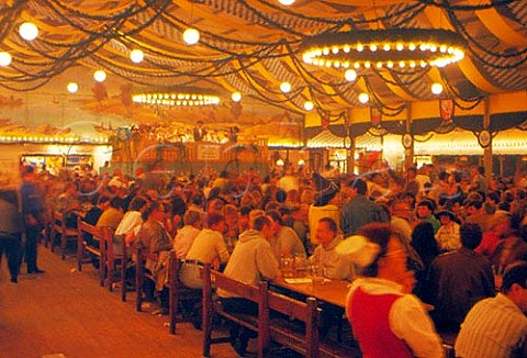 Drinking hall at the Munich Oktoberfest Beer  Festival  Germany