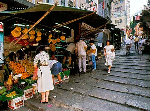 Small fruit and vegetable shop in Pottinger Street   Central Hong Kong