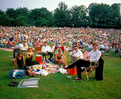Annual openair concert held at Leeds Castle It attracts many thousands of people who   spend the afternoon and evening picnicing and   listening to popular and classical music  Maidstone Kent England